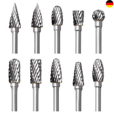 Hartmetall Frässtifte Set für Dremel 10 Stück Holz Metall Fräser mit 1/8'' Schaft