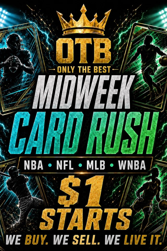 MIDWEEK CARD RUSH • SINGLES & EVERY CARD $1 START • NFL • NBA • MLB • WNBA