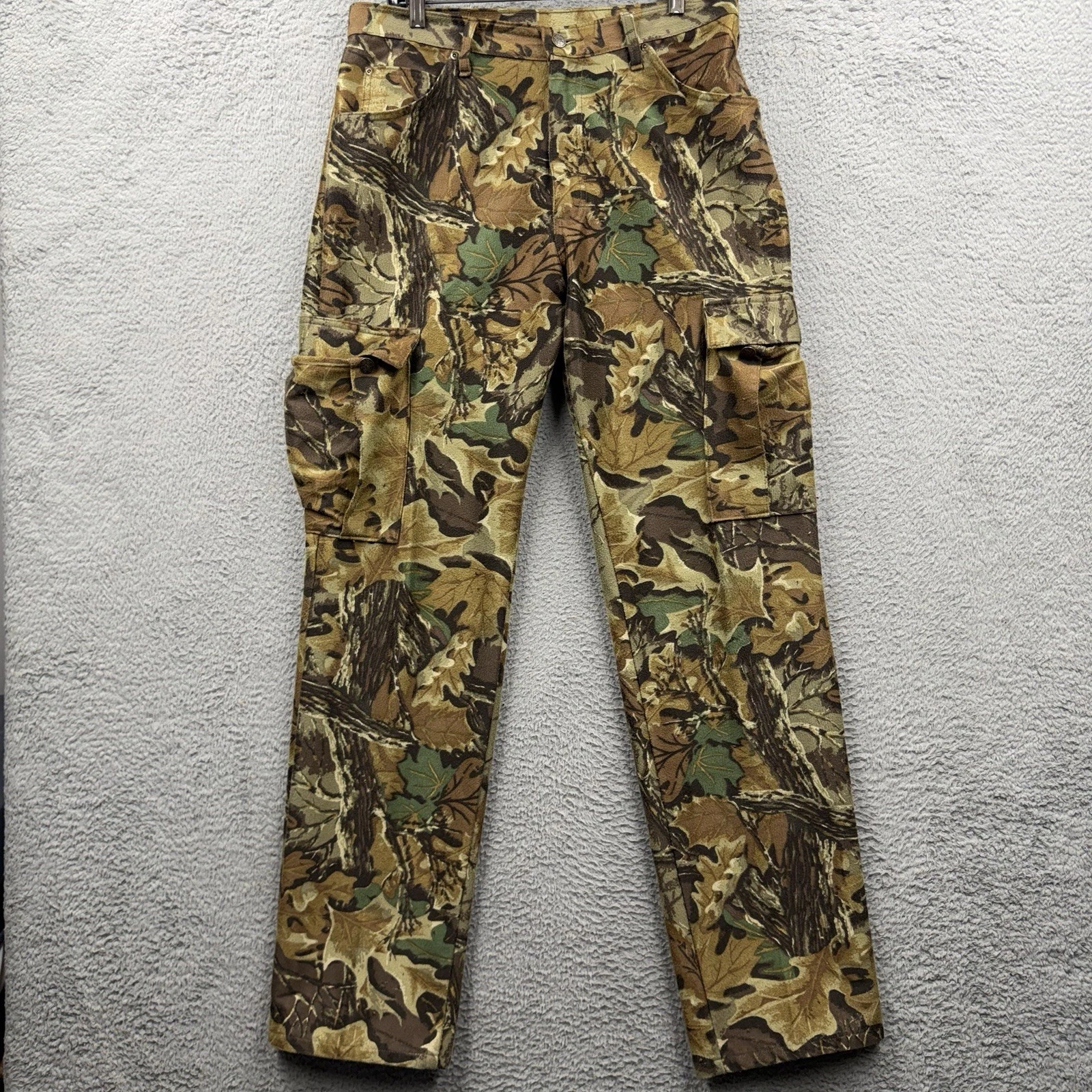 Vintage Cabela's Mens Camo Cargo Pants Outdoor Hunting Fishing Work Size M 32x36