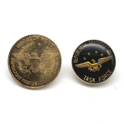 Republican Presidential Task Force Lapel Pins Lot Of 2 Medal Of Merit Eagle
