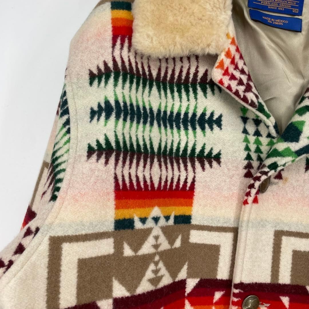 Pendleton Wool Native Pattern Boa Coat Multicolor… - image 3