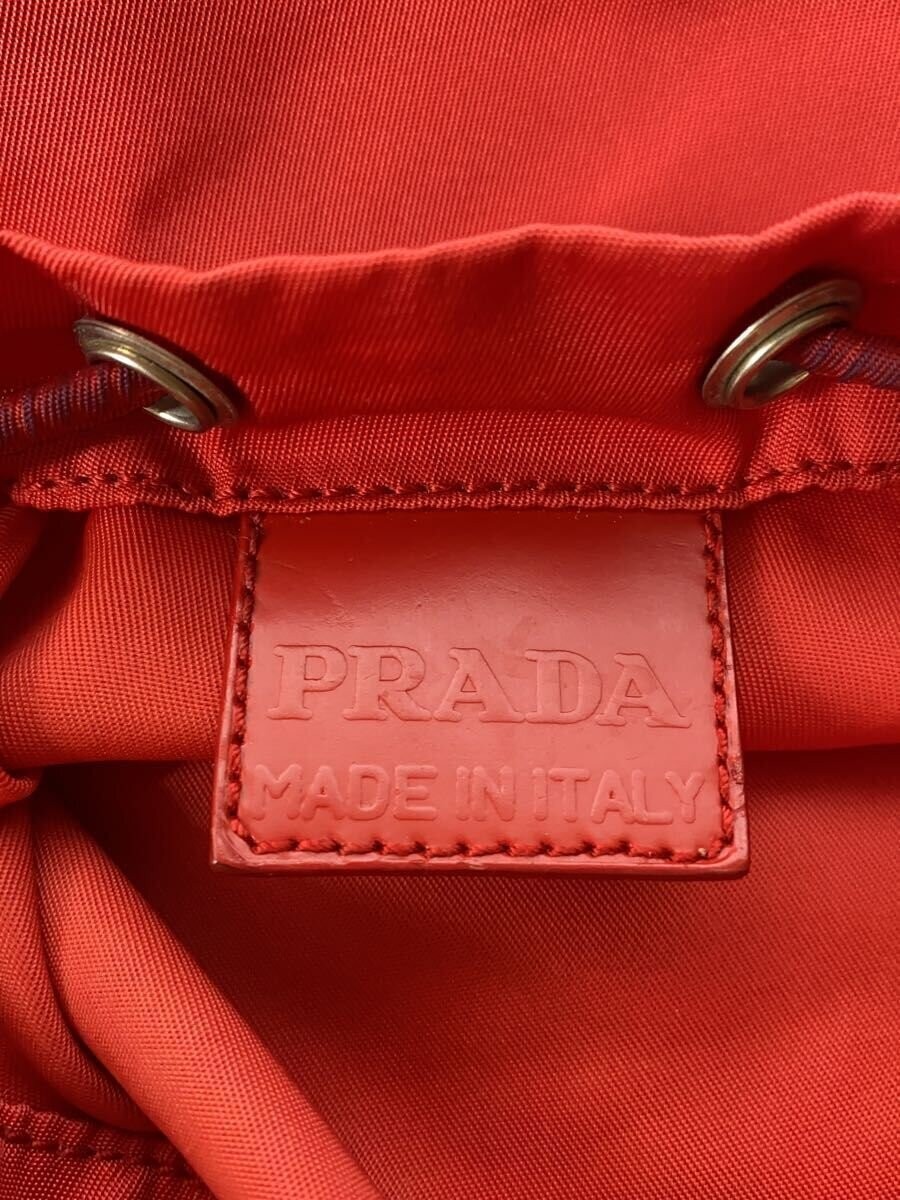 PRADA Triangular Logo Drawstring Pouch Nylon RED … - image 5