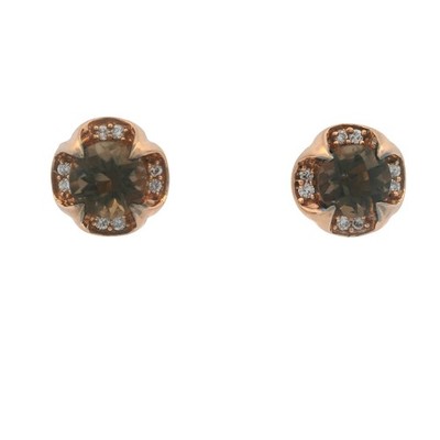 LeVian massive 14kt Rotgold ''Schokolade'' Rauchquarz und Diamant Ohrstecker