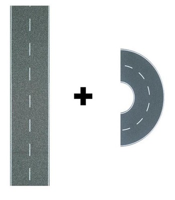 HO/OO Flexible Asphaltstraße 1,2m lang + Halbrundstraße Busch