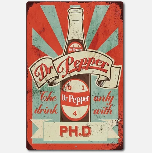 Dr Pepper Sign Metal tin Vintage look. metal Soda SIGN Tin PEPPER Bar . decor