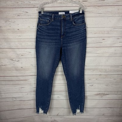 LOFT Curvy High Waist Skinny Ankle Jeans Size 30 / 10 Medium Wash Distressed