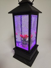 Flower Theme Lighted Glitter Water Lantern ~ Swirling Glitter Powered Snow Globe
