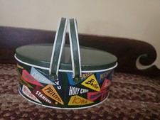 Vintage 1950s Ohio Art Lunch Box Litho Tin College Pennants Metal With Insert