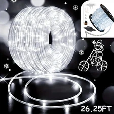 25/50 FT Cool White Thick LED Rope Light Accent Indoor Outdoor Waterproof Rope