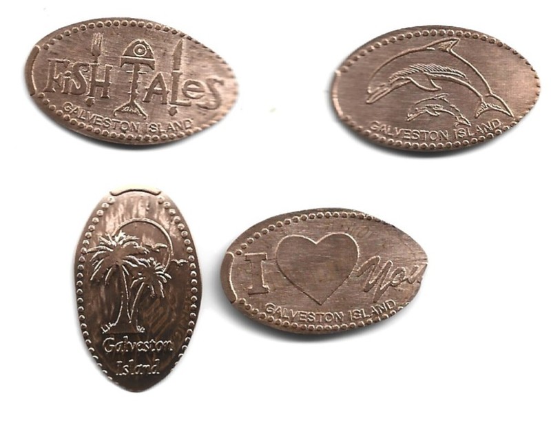 4 Copper elongated pennies (cents) FISHTALES SEAFOOD RESTAURANT Galveston TX m#1