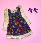 VINTAGE BARBIE PICTURE ME PRETTY DRESS & PURPLE T-STRAP SHOES #3355