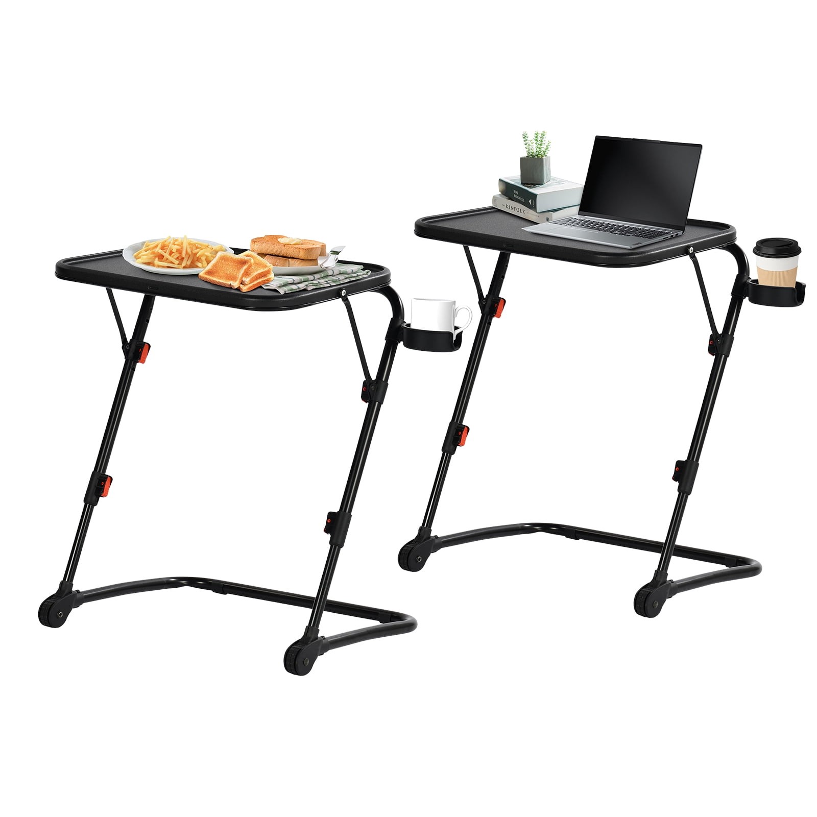 2 Pack  Adjustable TV Tray Table  , Portable Folding Dinner 