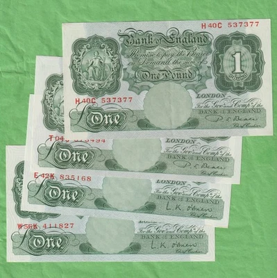 £1 NOTES X 4--BEALE X 2 -O,BRIEN X 2 - Image 1 of 2