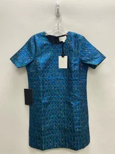 Pomander Place Size M Royal Blue Green Iridescent Jacquard Ladies Dress