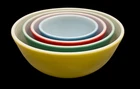 Vintage Pyrex Nesting MIxing Bowls Primary Colors - Set of 4