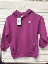 Nike Unisex Kids Purple Pullover Hoodie Size M Fleece Cotton/Poly Logo Pockets