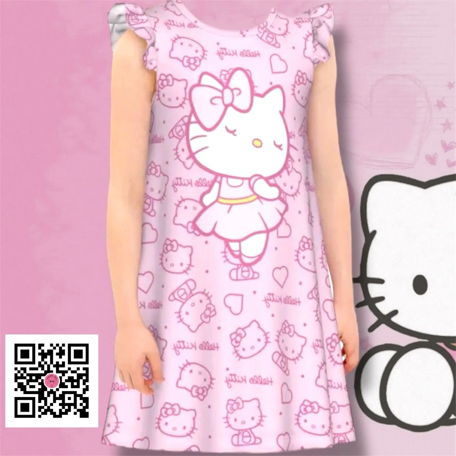 Girls Large Dress or Nightgown Hello Kitty Stretchy Soft TRAVELERS COLLECTION