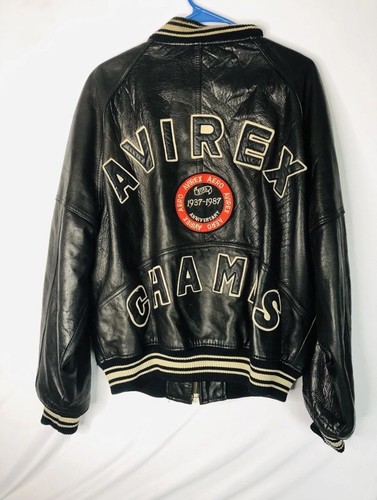 AVIREX Leather Jacket Stadium 50thAnniversary CHAMPS Size M