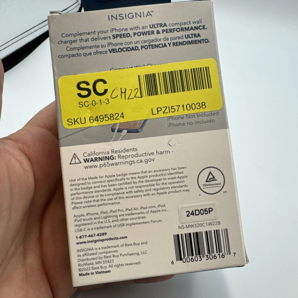 Insignia 20 Вт адаптер USB-C Rapido carga Cargador para iPhone 14 13 12 11 X 8 SE - Изображение 3 из 4