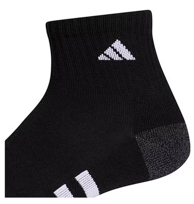 ADIDAS CUSHIONED 3 PAIR QUARTER ANKLE SOCKS MENS SHOE SIZE: 6-12 - BLACK