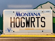 2000 Montana Vanity License Plate HOGWRTS Howard's Harry Potter Big Sky Unused