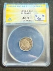 1892 S BARBER DIME ANACS AG 3 DETAILS CLEANED