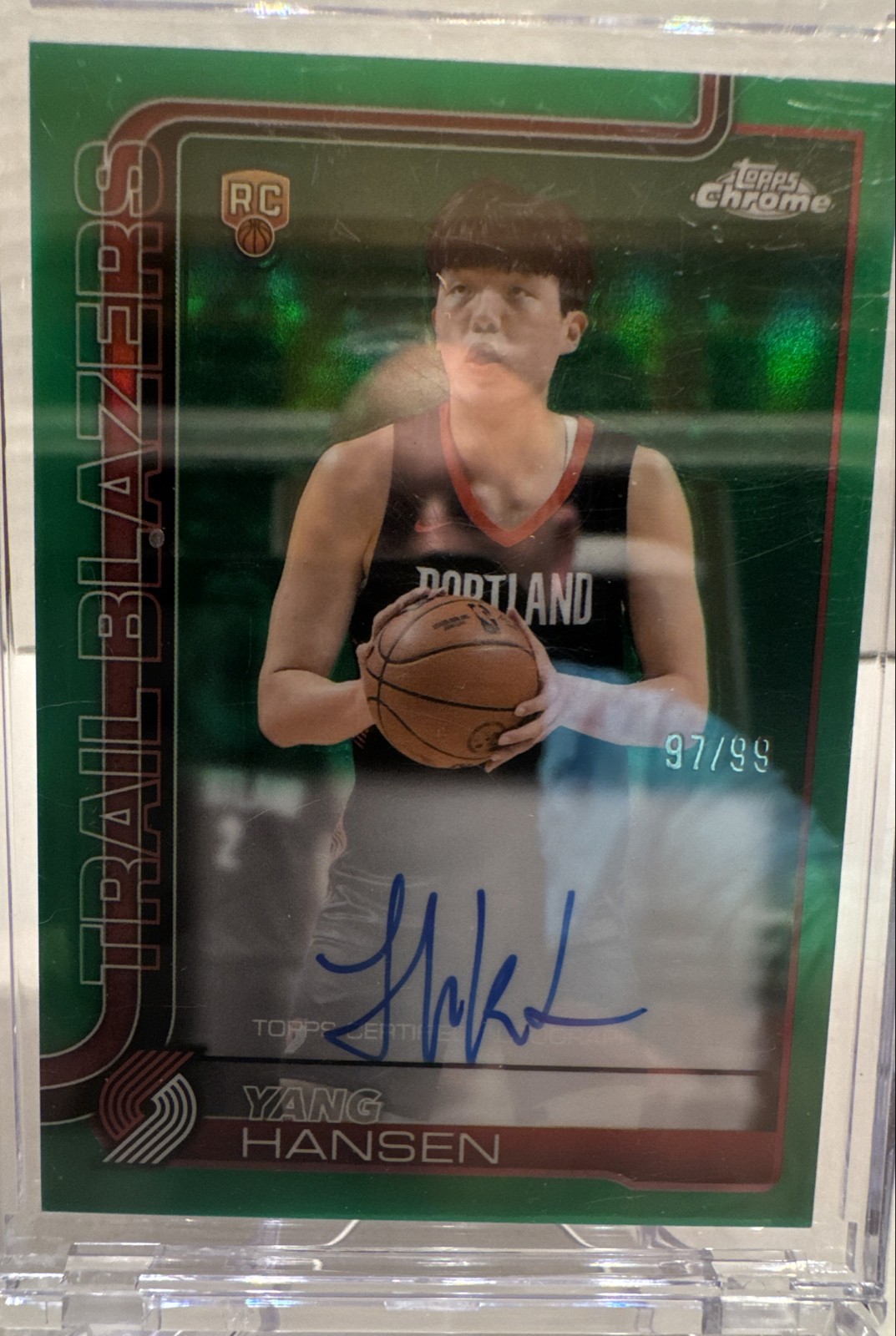2025-26 Topps Chrome - Yang Hansen #266 Green Refractor 97/99 (RC)