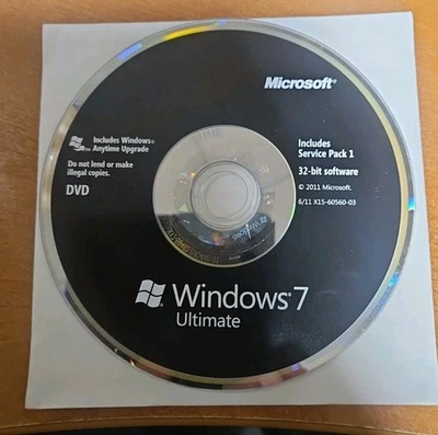 Microsoft Windows 7 Ultimate 32  Bit Operating System - no key - Image 1 of 4