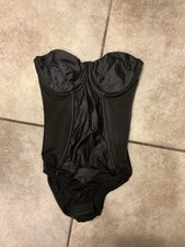 VTG Black Sophistique by Smoothie Women's Bodysuit Shale Teddy Size 36c Underwir