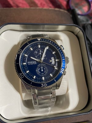FOSSIL Wakefield Chronograph 44mm Blue Dial Stainless Steel Men's