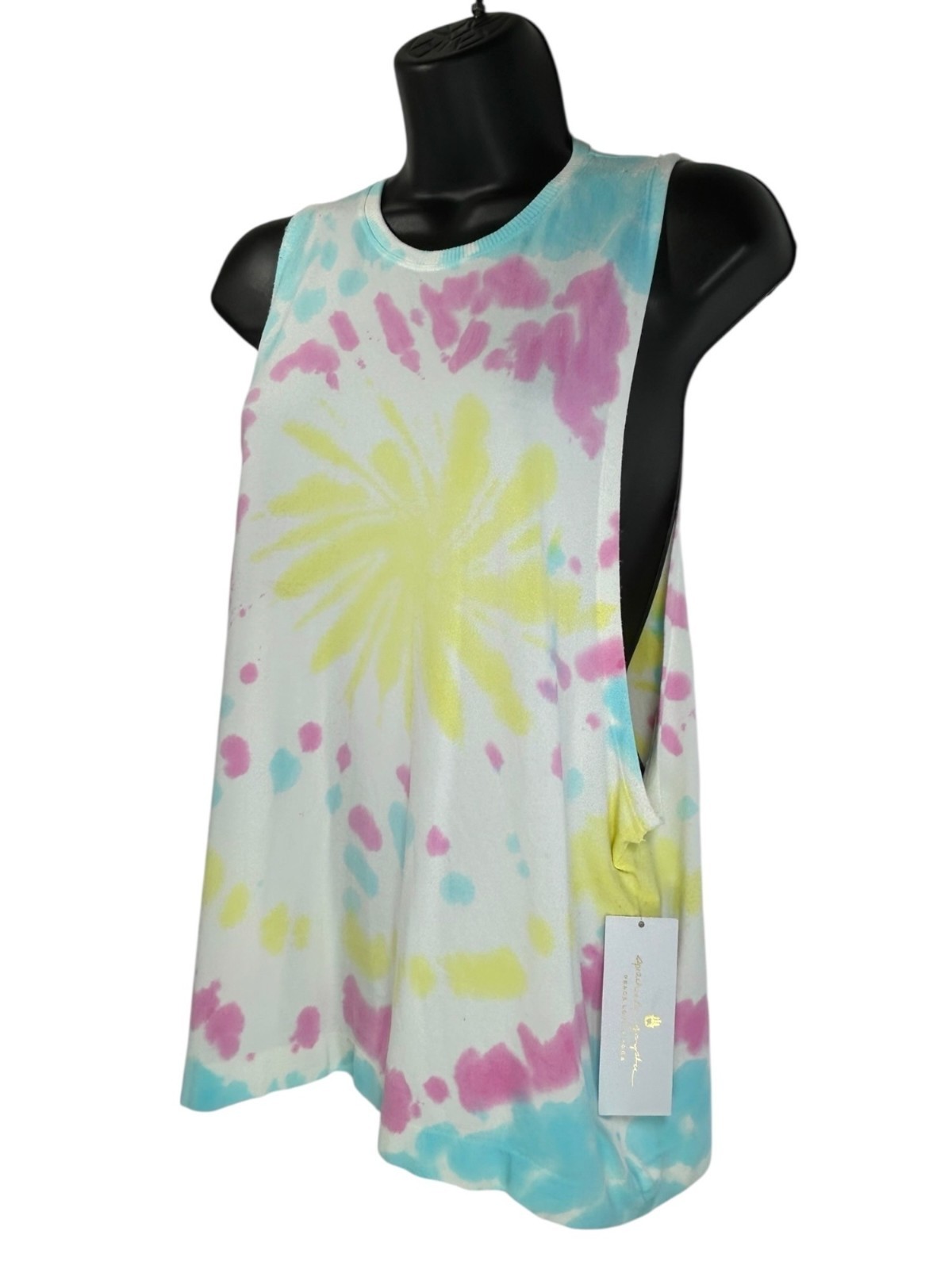 SPIRITUAL GANGSTER Muscle Tank Top Sz XS/S Multicolor Hand Tie-Dye Nylon Active