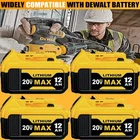 4Pack 12.0AH For DeWalt 20V 20 Volt Max XR Lithium Ion Battery DCB206-2 DCB205-2