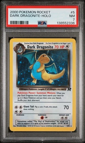 2000 POKEMON ROCKET #5 DARK DRAGONITE-HOLO PSA 7