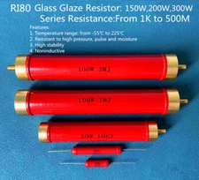 1Pc RI80 High Voltage Glass Glaze Resistor 150W, 200W,300W, Series:1K to 500MOHM