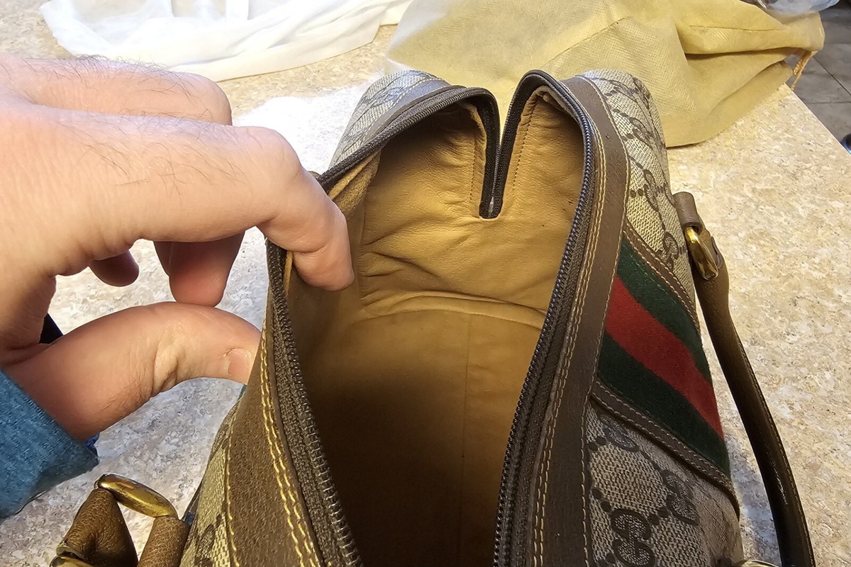 Vintage Gucci GG Monogram Boston Speedy Bag Large Brown Leather | eBay