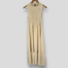 SHEIN LUNE Womens Plus Ruffle Hem Beige Smock Maxi Dress Size S New