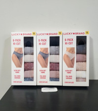 Lucky Brand Women's 6-Pack Hi-Cut Ultra Soft Panties SMALL x3 boxes