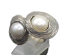 HAGIT GORALI ISRAEL 925 Silver  Vintage Shiny Pearls Band Ring Sz 7.5  RG23523