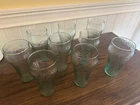Set (9) Coca-Cola Green Pebbled Pint Drinking Glasses, Vintage 1980s Excellent!!