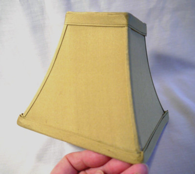 Green Fabric Lamp Shade, Candelabra bulb, 6'' x 5.5'' Square Bottom