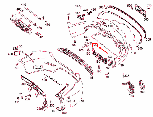 MERCEDES-BENZ GLC C253 Halterung für hintere Stoßstange links A2538850314