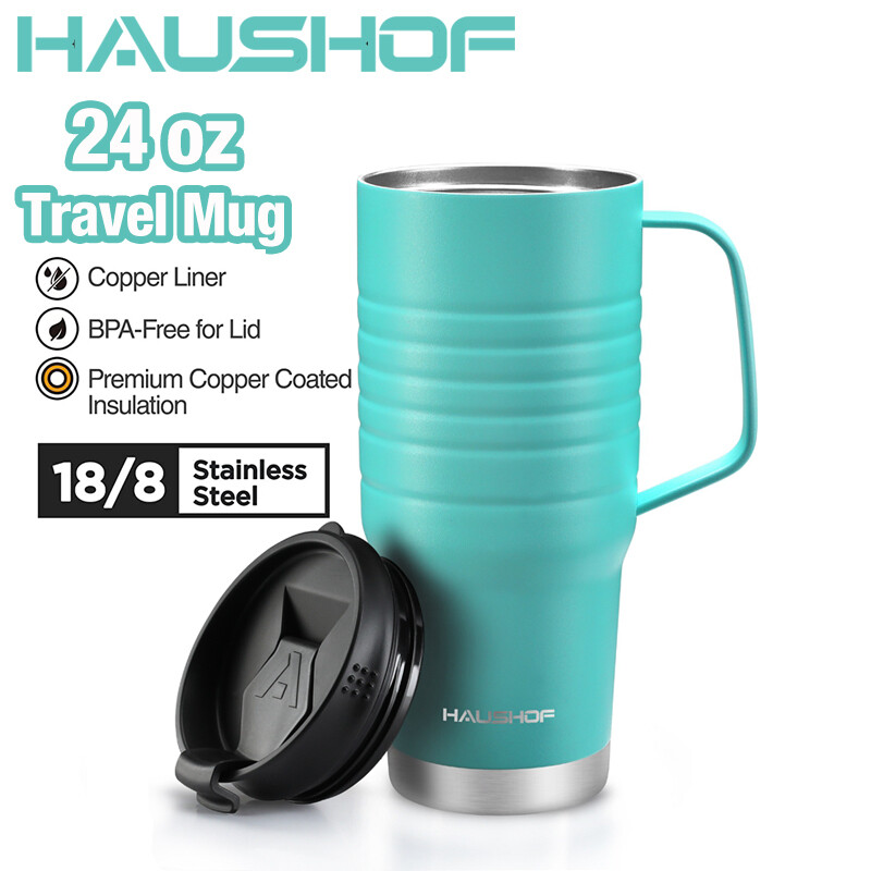 HAUSHOF Travel Mug Stainless Steel 24oz Vacuum Insulated Coffee Travel Mug  w/Lid