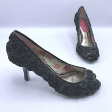 Poetic License London Women Floral Peep Toe Pump Heel Shoe Size 6.5M 