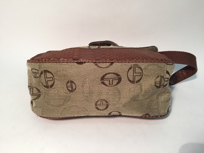 Sac Vintage Sergio Tacchini - Cuir Et Toile, Marron, Occasion Bon état