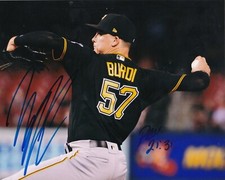 NICK BURDI  PITTSBURGH PIRATES  ACTION SIGNED 8x10