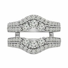3Ct Round Real Moissanite Enhancer Wedding Wrap Ring 14k White Gold Plated