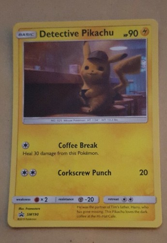 POKEMON - DETEKTIV PIKACHU - PIKACHU SM190 - ENGLISCHE VERSION (HOLO) NM