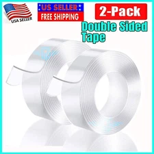 20FT Transparent Tape Double Sided Traceless Washable Adhesive Invisible Gel
