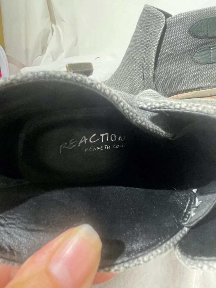 Kenneth Cole Reaction Womens Denim Look Kit-ty Booties Canvas Leather Size 8 - Image 3 of 4