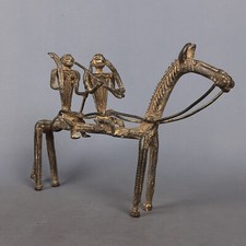 Antique Sculpture Bronze Horse With Warriors Art Tribal Africa First ‘900